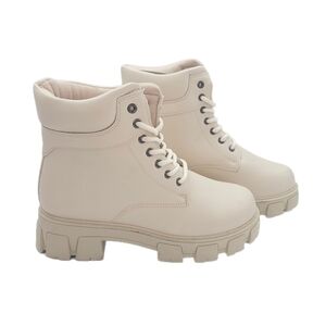 Wild Diva Saylor Combat Boots Beige Ivory Size 7.5